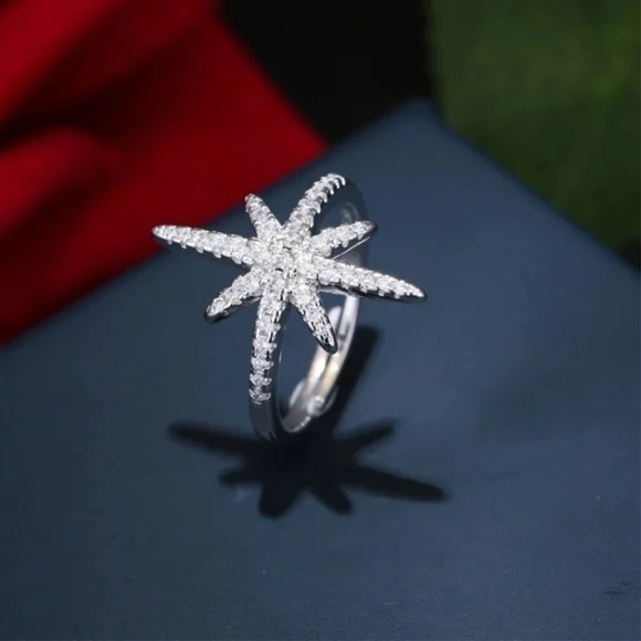 New Charm Silver Star Diamond Ring - Picture 3 of 3